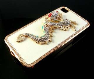 Crystal Plating Dragon Hard Case for iPhone 4 4G 4S White  