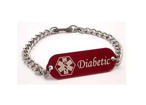   Medical Alert Bracelet ID Custom Engraved Diabetic 4 Colors Diabetes
