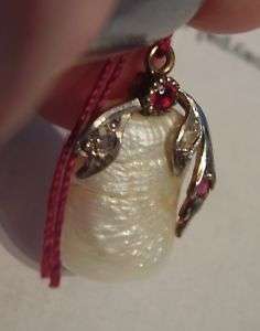 NEAT Baroque Pearl Drop Diamond Rubies 14k Gold Pendant  