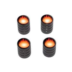  Fire Fireball   Tire Rim Valve Stem Caps   Black 