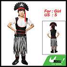 Child Girl US S Halloween Party Captain Pirate Costumes