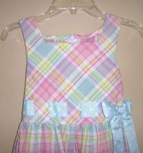 Bonnie Jean Girls ADORABLE Plaid Summer Dress Pastels  
