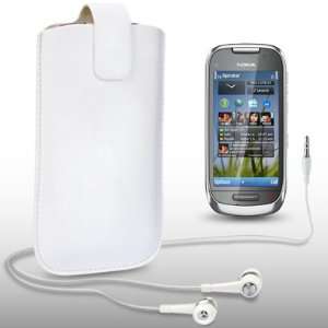  NOKIA C7 00 WHITE PU LEATHER POCKET POUCH COVER CASE WITH 
