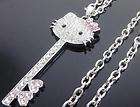 Large Hello Kitty Diamante KEY Bow pendant necklace N15  