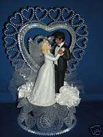 NEW WHITE BRIDE & HISPANIC GROOM WEDDING CAKETOPPER  