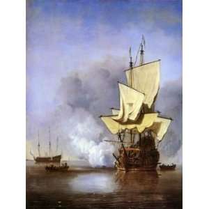  12X16 inch Willem Velde Seascape Canvas Art Repro Gunboat 