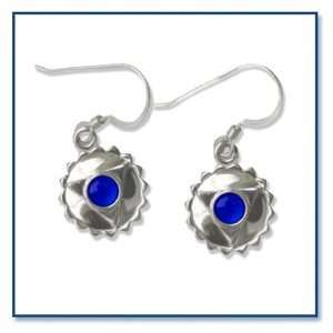 Throat Chakra Earrings, Silver w Blue Enamel