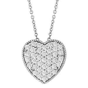   Shaped Diamond Pendant Necklace Unique Milgrain Edge 14k White Gold