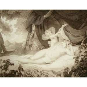 Cupid Unveiling Venus Etching Wheatley, Francis Cardon, A Mythological 