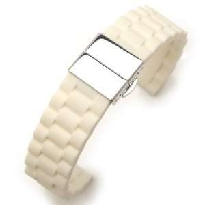  20mm Silicon White Oyster Band*Deployment Clasp for Sport 
