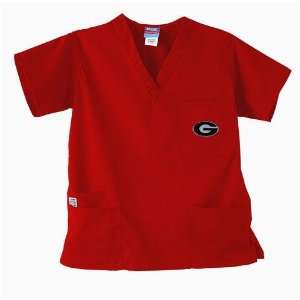 Georgia Bulldogs NCAA GelScrubs 5 Pocket Top (Red)  Sports 
