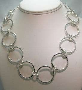 Heavy Circle Necklace SOLID Sterling Silver Hammered  
