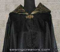 Black Satin Cloak Celtic Cloaks Medieval Cape Wicca  