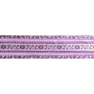 Lavender Banarasi Fabric Border with Golden Floral Weave   Silk (Sold 