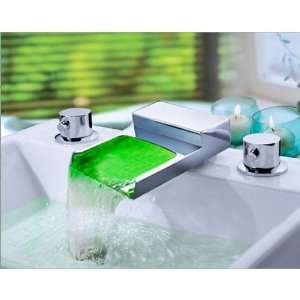   Handle LED Bathroom Faucet with Hydroelectric Powered Temperature Ba