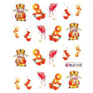   the hydroplaning nail stickers Spring Festival God of Wealth Beauty