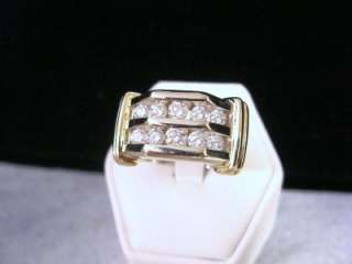 MENS 14K WHITE & YELLOW GOLD 1.04 CTTW. CHANNEL SET DIAMOND RING 10 
