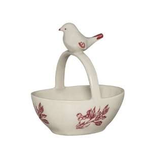  J. Willfred Red Bird Toile Basket Dish with Bird: Patio 