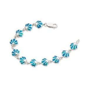   7In Created Blue Opal Inlay Shell Bracelet In 7.00 Inch Jewelry