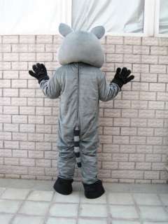 Lovely New Cute Grey Raccoon Cartoon Mascot Costume  