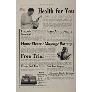 1913 Ad Electric Massage Man Woman Quackery UNUSUAL   Original Print 