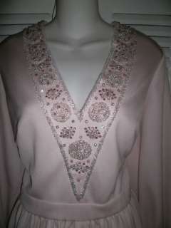 Vintage Jean Lutece 60s Formal Dress Gown Bling Pink  