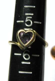 Amethyst Heart in 14K Yellow Gold Ring  Valentine   Not Scrap!  