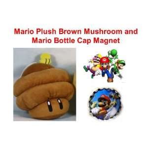   Mario Brothers 7 Brown Mushroom Beehive Plush Doll with Unique Mario