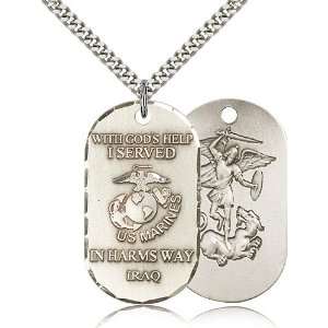  .925 Sterling Silver Marines USMC Corps Iraq Medal Pendant 