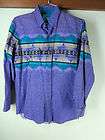 vtg Roper western shirt purple colorful patterned rodeo cowboy country 