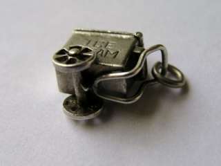 VTG SILVER ICE CREAM CART CHARM OPENS TO HEART CLOVER  
