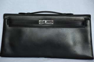 HERMES Black KELLY CLUTCH Longue Long Top Handle Handbag Bag Purse 