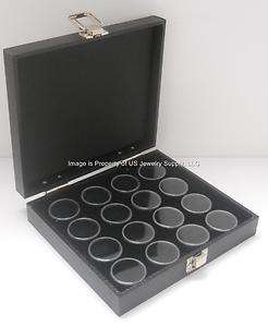 Solid Top Black 16 Gem Jar Coin Artifact Jewelry Display Case  
