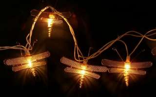Dragonfly Light Set, 10 Lights In/Out Sheer GOLD Mesh  