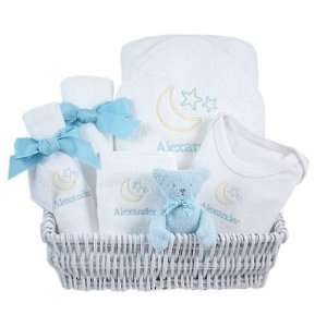 blue lullaby   personalized luxury layette basket: Baby