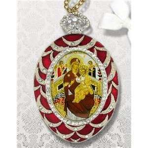    Queen of All Russian Framed Icon Pendant Mary Jesus Jewelry