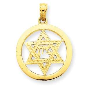  14k Jewish Chi in Star of David Pendant Jewelry