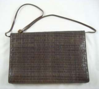   Brown Womens Woven Leather Italian Fendi Portfolio Convertable Clutch
