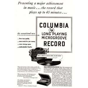 Print Ad 1948 Columbia Long Playing Microgroove Record Columbia 