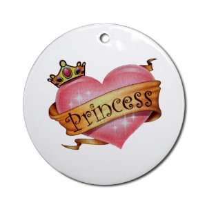  Ornament (Round) Princess Crowned Pink Heart Everything 