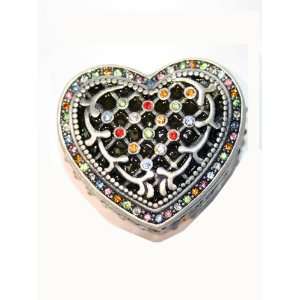    Colorful Metal Bejeweled Heart Pill Box Pill Box Toys & Games