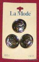 Lot of 3 La Mode Buttons on a Card / NOS / Japan  
