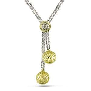   Link Lariat Style with Fancy Ball Drops Fashion Necklace Jewelry