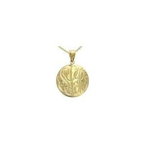 ZALES Large Initial Monogram Disc Pendant in Sterling Silver with 24K 