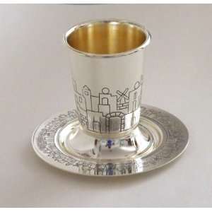  Kiddush Cup, Silver Plated, with Coaster, Goblet for 