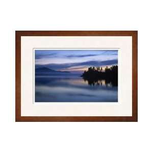 Silhouette Of Trees By Twilight Lake Baikal Russia Framed Giclee Print 