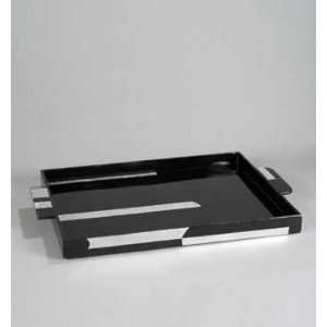  PC4529   Hand Lacquered Black Tray with Inlaid Bright 