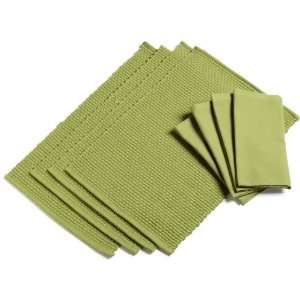 DII Thyme Green Checkerweave Table Linen, Set of 8:  Home 