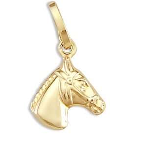  Horse Pendant 14k Yellow Gold Stallion Head Charm Jewel 