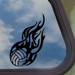  Flaming Volleyball Black Decal Car Truck Window Sticker 